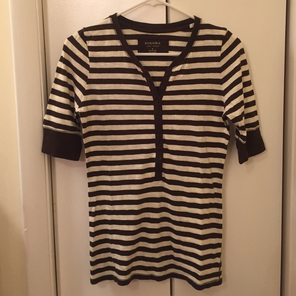 Sonoma brown and cream stripe half sleeve