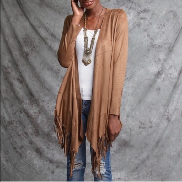 Suede fringe cardigan