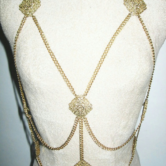 SOLD VTG Gold  Engrave Multiple Stands Body Chain - Picture 2 of 4
