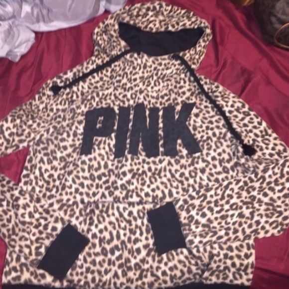 Vs Pink All Leopard Print Hoodie