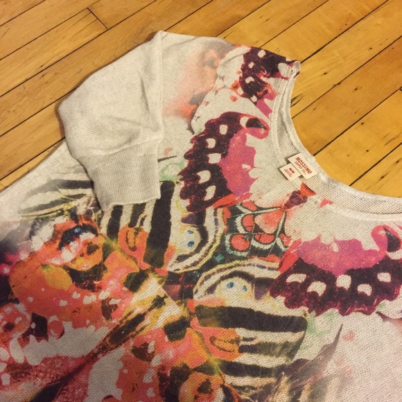 Mirror print sheer 3/4 sleeve top