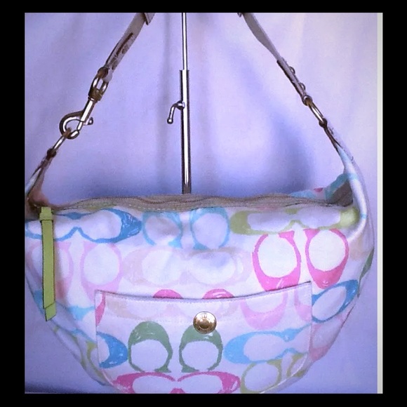 Coach Large Hobo Suede Classic C's Multi Pastel