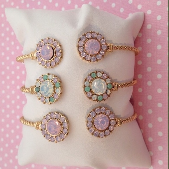 Pink Crystal Cuff Gold Tone - Picture 3 of 3