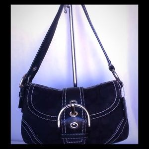 Coach Hobo In Black Jacquard White Stitching