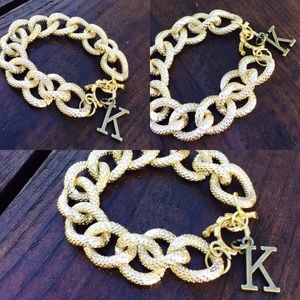 Personalized gold link charm bracelet