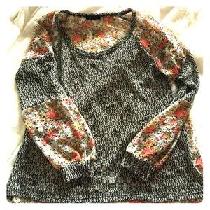 Beautiful knit and chiffon floral blouse