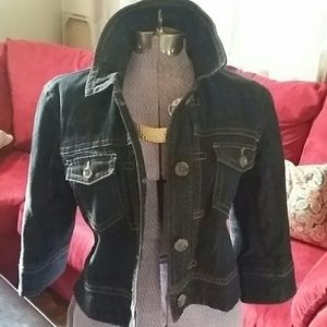 Cute crop dark denim jacket