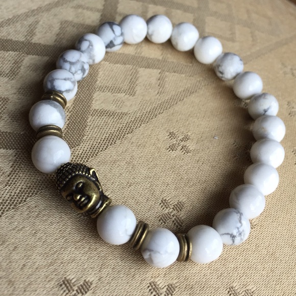 Jewelry - BUDDHA Natural Agate Beaded Bracelet (WHITE)