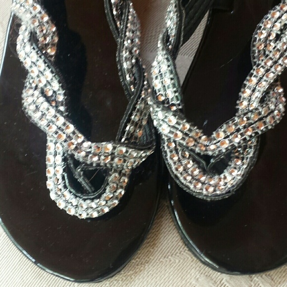 Rhinestone Patent Leather Sandals St 6 - Picture 2 of 4