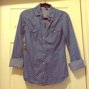 Forever 21 polka dot denim shirt