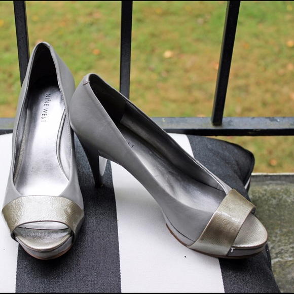 Silver Nine West Pumps - Picture 1 of 4