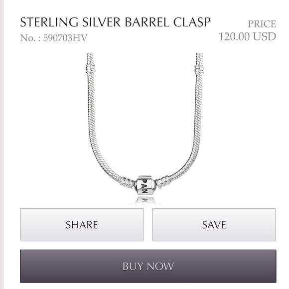 Pandora Sterling Silver Barrel Clasp Necklace Pandora Sterling Silver Barrel Clasp Necklace