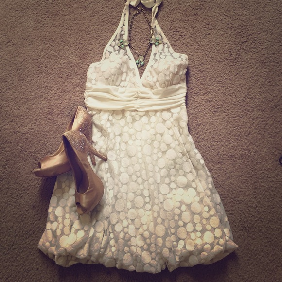 White Lace Size M Halter Dress