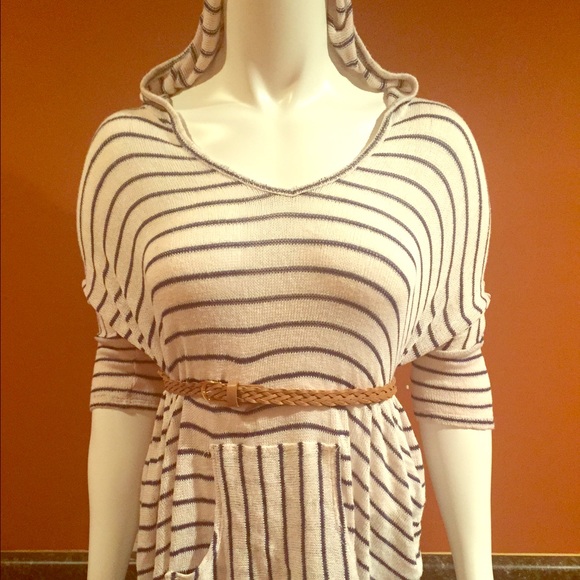 Light Weight Navy and White Poncho/Tunic