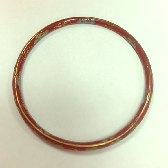 Vintage Cloisonné Bangle- burnt red - Picture 1 of 3
