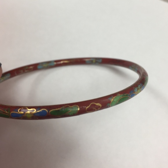 Vintage Cloisonné Bangle- burnt red - Picture 2 of 3