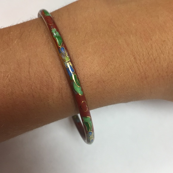 Vintage Cloisonné Bangle- burnt red - Picture 3 of 3