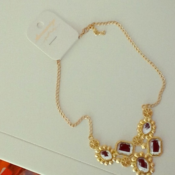 Pinwheel Gold necklace with Gems