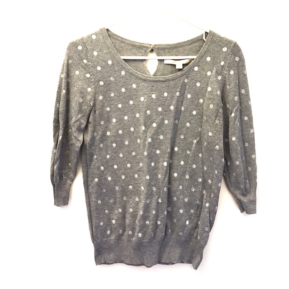 Bow Keyhole Back Polka Dot Sweater