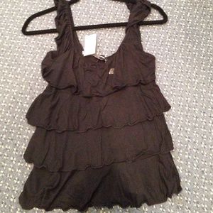 Black tank top with ruffles