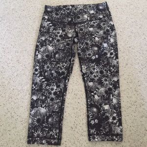 Black floral Lululemon capris