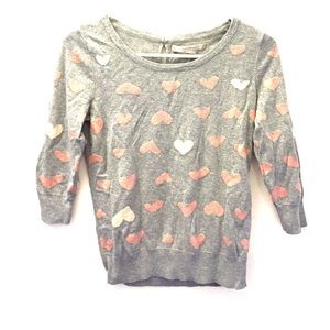 Hearts Pattern Sweater with bows and Keyhole Back