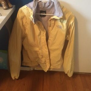 Yellow north face rain jacket