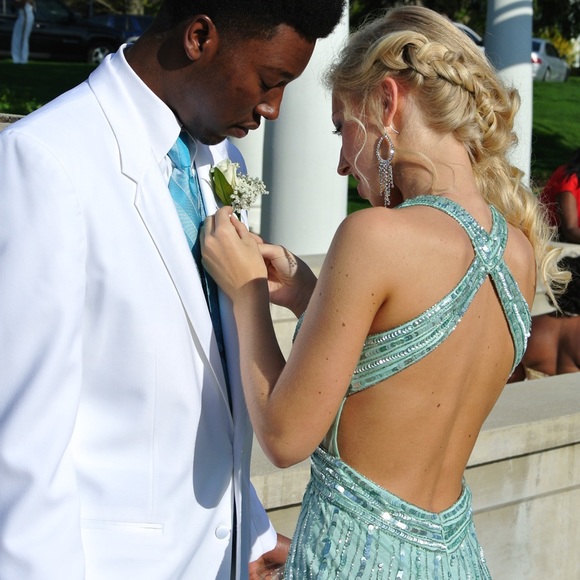 Turquoise Sequin Prom Dress❗️SOLD ❗️ - Picture 3 of 4