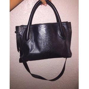 Foley + Corinna black snakeskin purse