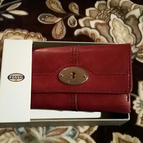 Fossil red leather wallet