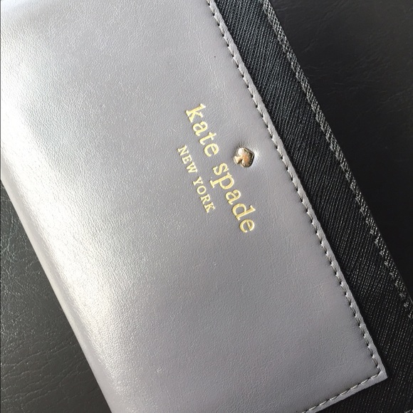 Kate spade grey with black trim wallet
