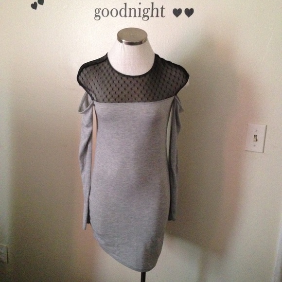 Gray and sheer dress