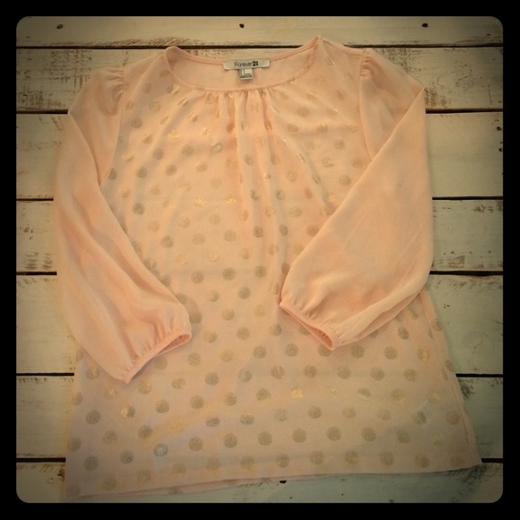Forever 21.  Light pink w/ gold polka dot top