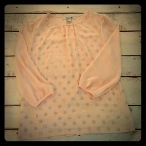 Forever 21.  Light pink w/ gold polka dot top