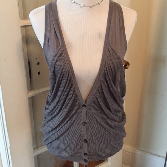 LOFT Gray draped vest/top
