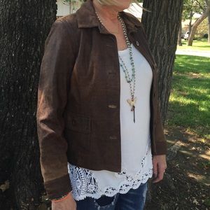 Harold's brown leather jacket