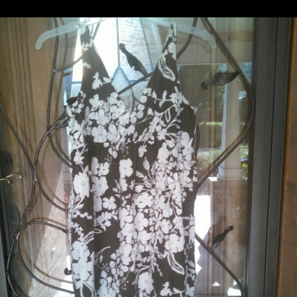 Old Navy  brown and white floral dress, size l - Picture 1 of 2