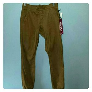 Khaki and red joggers