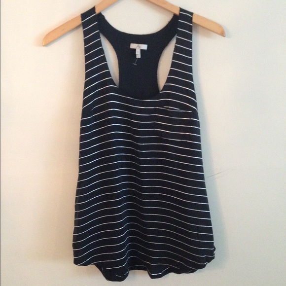Joie Racerback Metallic Stripe Tank in Black