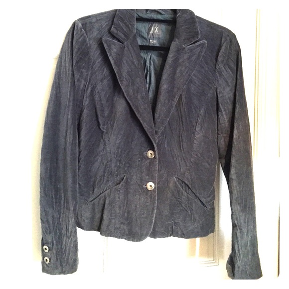 Armani exchange blue velour jacket size medium