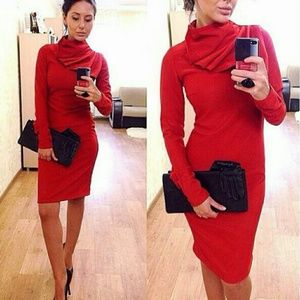 Ruch neck red dress