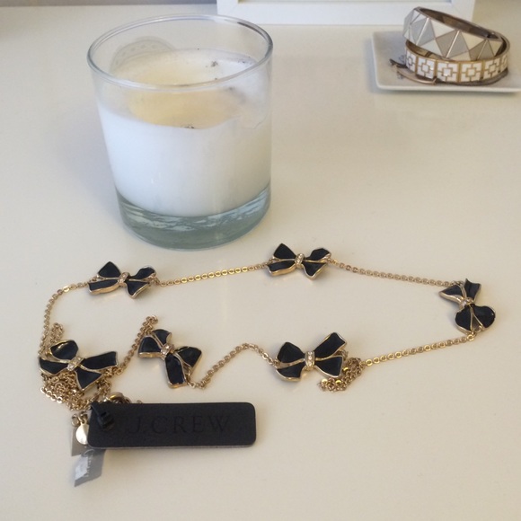 NWT Gold w/ Black Bows + Jewels J. Crew Necklace