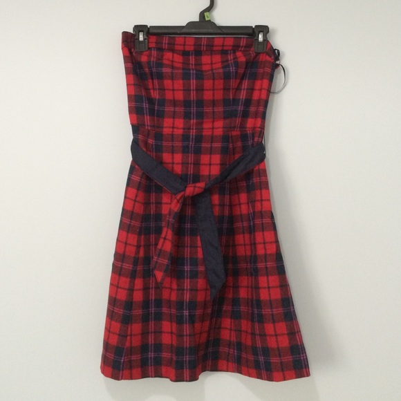 American eagle Christmas plaid woo strapless Dress