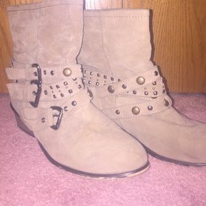 Light tan booties. Cute for causal or dressing up.