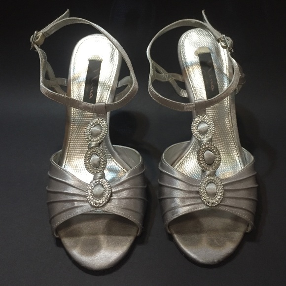 Silver Nina New York heels. 3.5 inch heel.