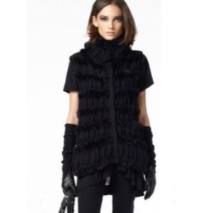 DVF ALCINA Rabbit Fur Wool Vest Cardigan, Sz Med