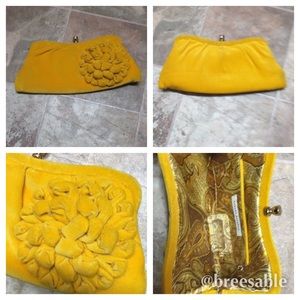 Banana Republic Yellow Velvet Clutch