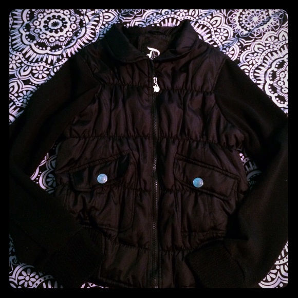 Black zip jacket, great for fall and winter!