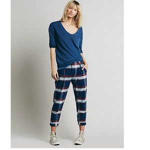 Free people plaid relaxed washed pant