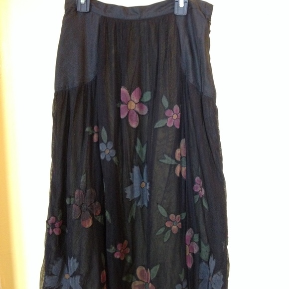 Anthropologie Tulle & Silk Floral Skirt 🌸
